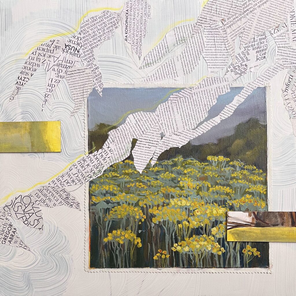 Kompozycja abstrakcyjna, skupiona na temacie roślin