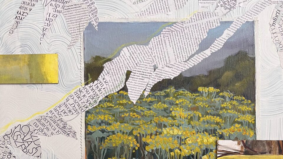 Kompozycja abstrakcyjna, skupiona na temacie roślin